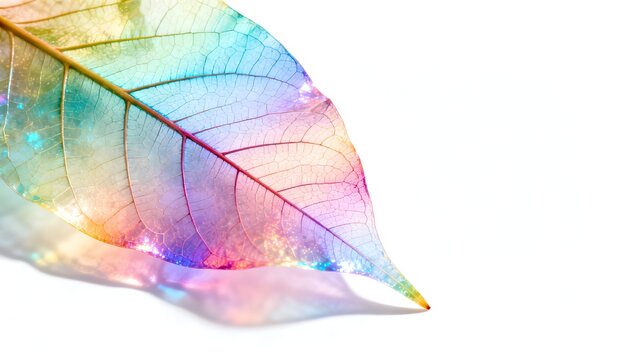 Colorful leaf with intricate vein pattern