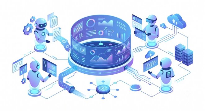 AI Agents Collaborating in Automated Business Workflow and Data Processing Dashboard
