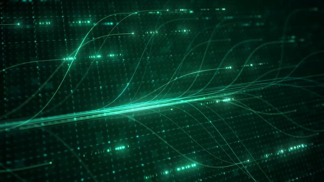 Abstract Neural Network Graph Visualization, AI Machine Learning Data Classification. Connected Nodes and Flow Lines, Big Data Technology Abstract Background for Artificial Intelligence Communication
