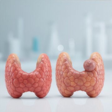 Healthy Thyroid vs Thyroid Nodule Comparison Medical 3D Illustration
