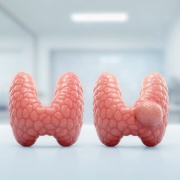 Healthy Thyroid vs Thyroid Nodule Comparison Medical 3D Illustration