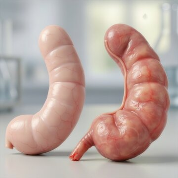 Healthy Appendix vs Appendicitis Comparison Medical 3D Illustration