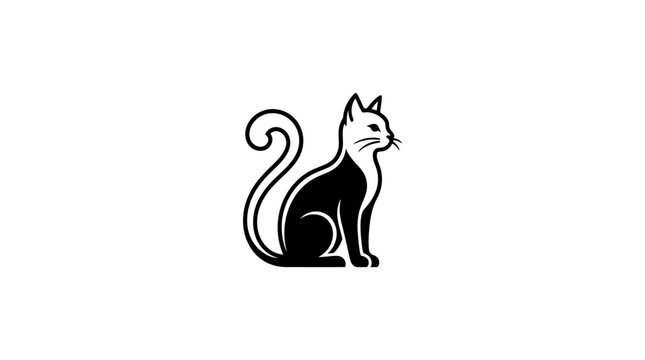 Minimalist Sitting Cat Vector Illustration