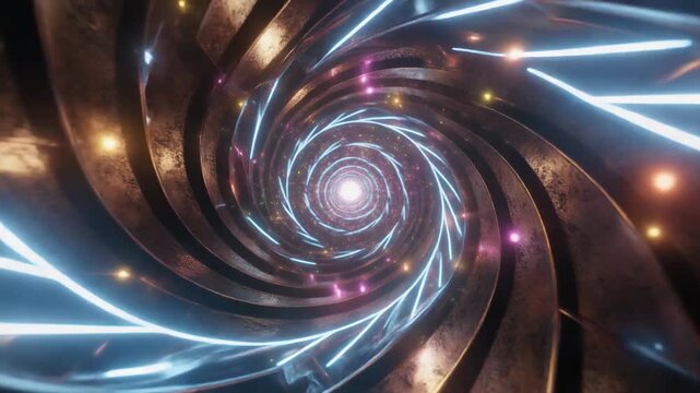 Swirling Energy Vortex Spinning Light Tunnel Animation