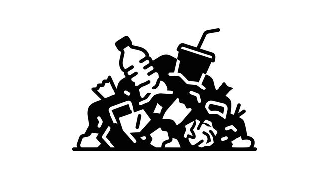 Black silhouette of a garbage pile.