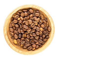 Fototapeta premium Roasted coffee beans isolated on white background. Top view.