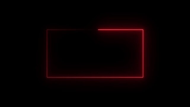 live streaming neon text frame animation . glowing neon blue color square rectangle picture frame icon animation
