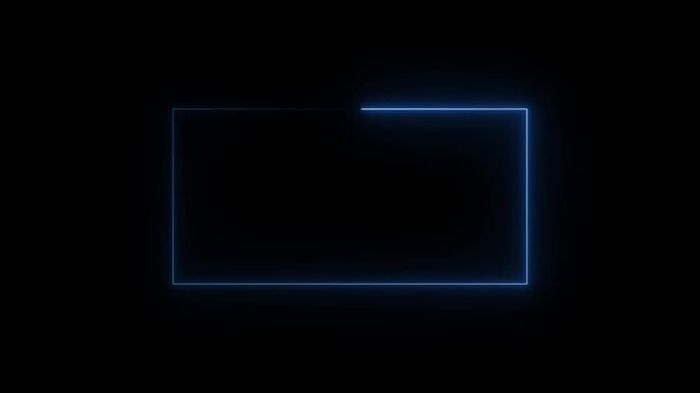 live streaming neon text frame animation . glowing neon blue color square rectangle picture frame icon animation