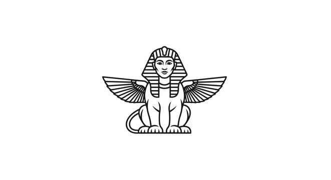 Winged Sphinx Mythical Creature Illustration.