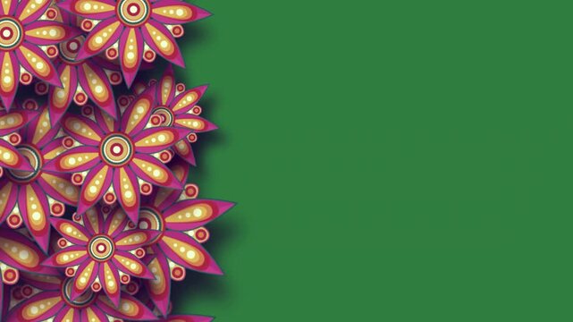 green screen colorful flowers leaves bunch orange pink black logo animated chromakey motion cartoonish backgrounds style design