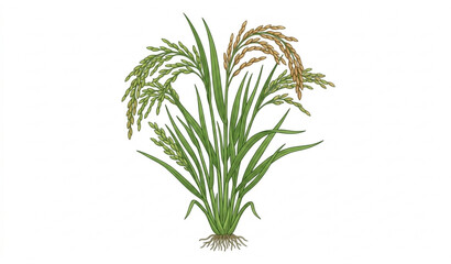 Obraz premium Botanical Rice Plant Vector Illustration Isolated on White EPS10