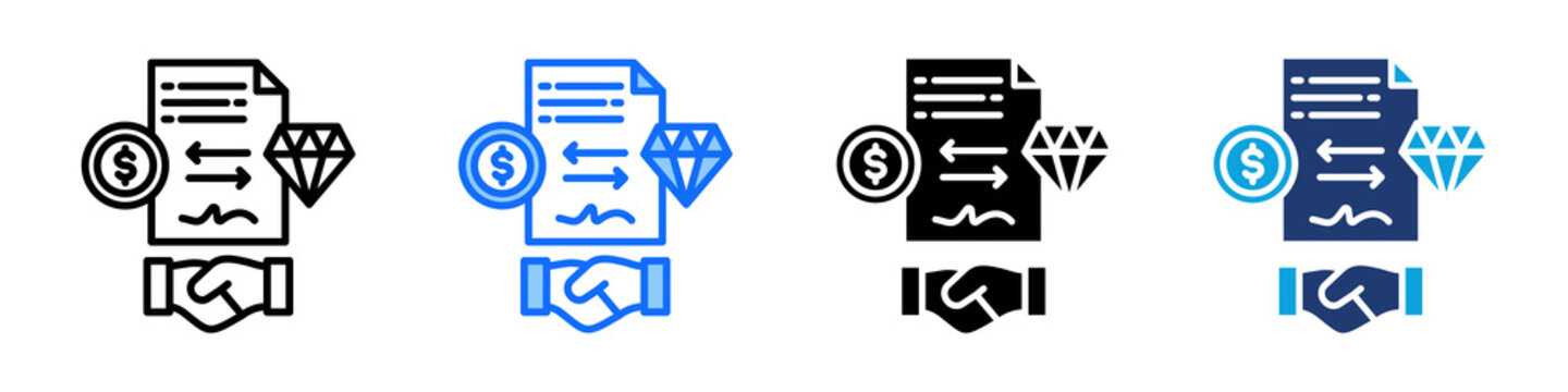 Pawn Agreement Icon Set Multi Style Vector Illustration