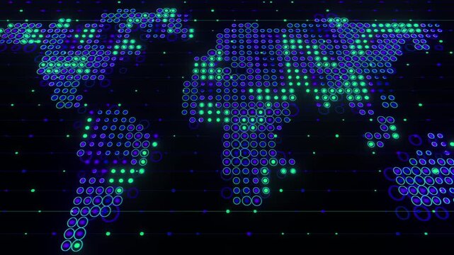 Futuristic digital planet Earth with glowing global communication network. Concept of worldwide data transfer, satellite internet connections, global business technology and cyber security.