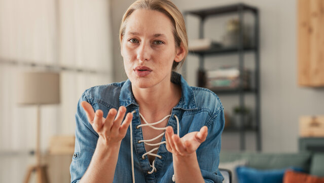 Portrait of woman on video call	