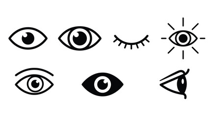 Set of eye icons, various styles of human vision and observation symbols © Creative SA