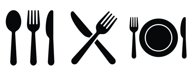 Set of cutlery icons, spoon fork and knife © Creative SA