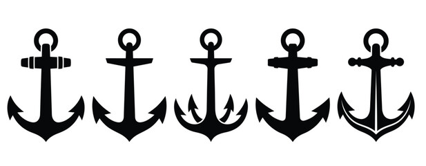 Collection of various nautical anchor silhouettes © Creative SA
