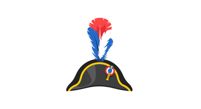 French bicorne hat with tricolor feathers for bastille day