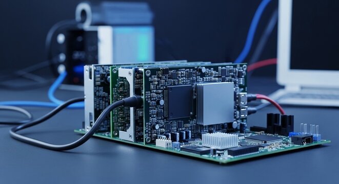 Advanced Electronic Circuit Board with Integrated Components and Cables