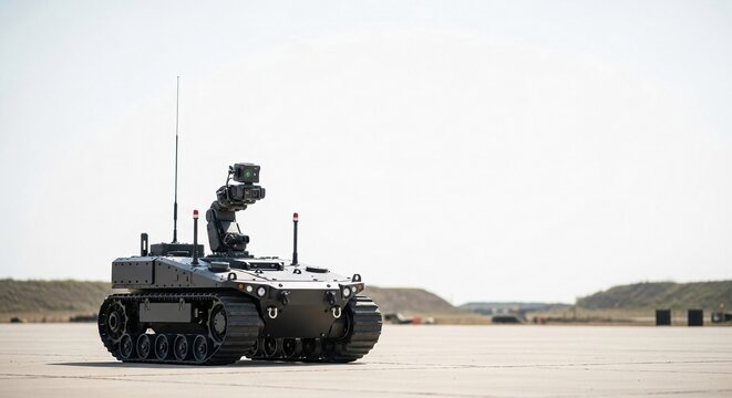Autonomous Unmanned Ground Vehicle equipped with advanced sensor array deployed outdoors