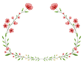 Fototapeta premium Watercolor Wildflowers Frame Wreath