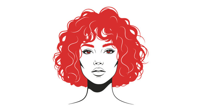 Woman with curly red hair portrait.