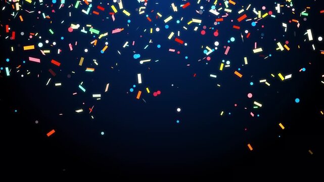 Colorful confetti failing, confetti celebration falling with 3D lighting confetti explosion, confetti Particles failing celebration party burst effect. 4k video