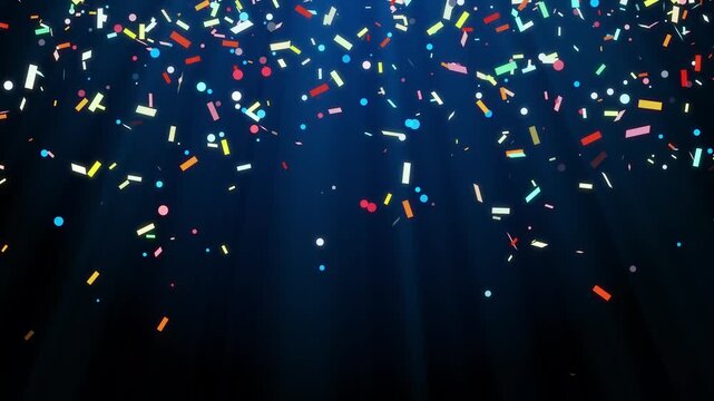 Colorful confetti celebration falling, 3D lighting confetti explosion with transparent background, confetti Particles failing celebration Party burst effect. 4k video