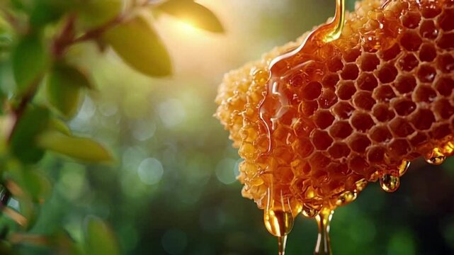 bee on honeycomb