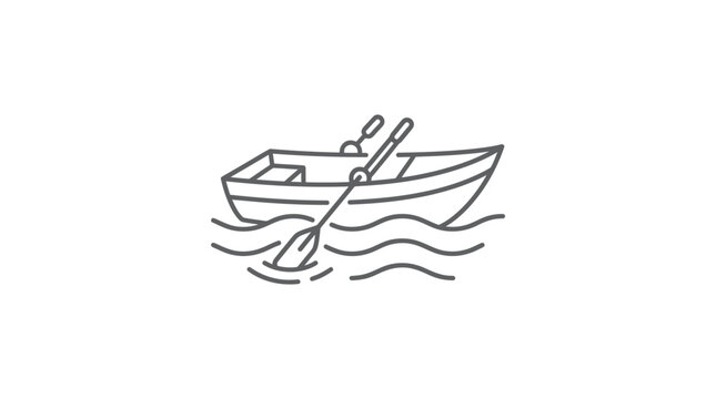Small boat with oars on water.