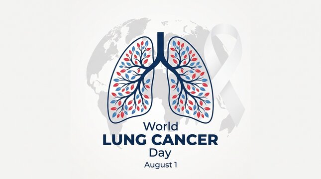 World lung cancer day awareness poster featuring human respiratory organs