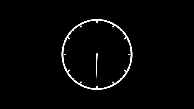 White Analog Clock Animation with Rotating Clock Hands Time Passing on Black Background Seamless Loop Motion Graphics