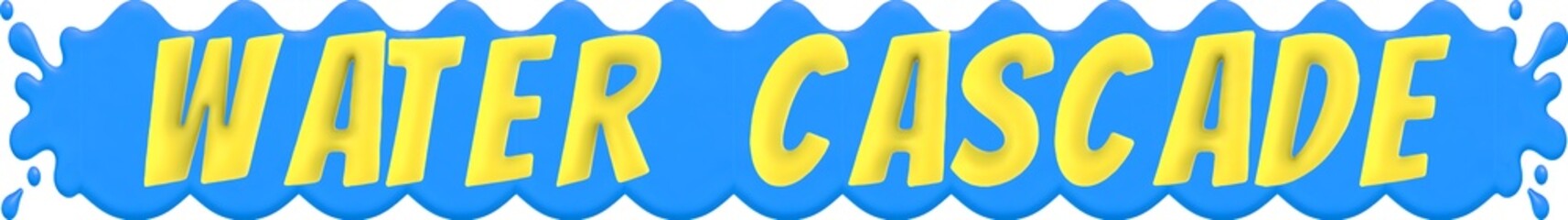 Water Cascade, 3D yellow text over a dynamic blue water splash banner , 3d Rendering © Qualityrenders