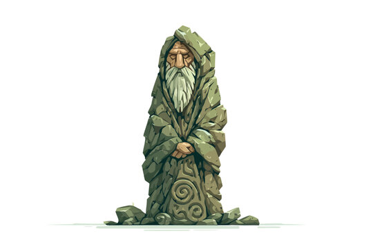 Old Slavic Pagan Stone Statue isolated