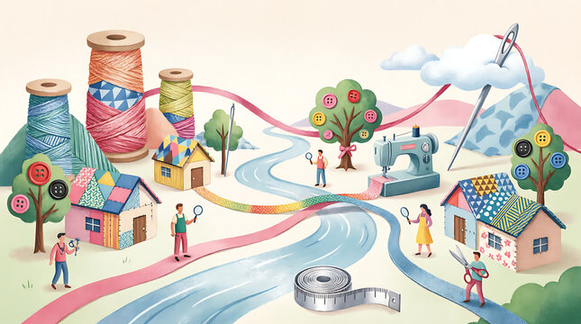 Watercolor City Street Scene with Urban Houses Road Map Inspired Architecture and Vector Style Illustration for Travel Design and Town Planning