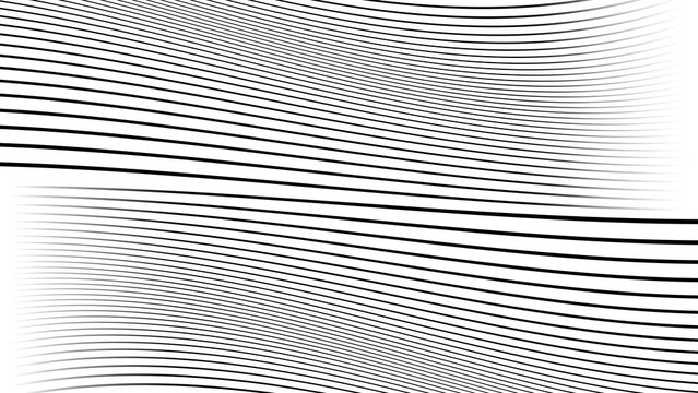 Abstract dynamic black wavy lines pattern creating a modern motion effect with smooth flowing parallel stripes isolated on transparent background