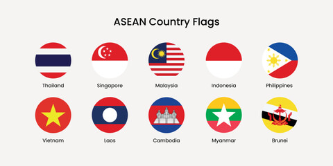 ASEAN flags collection display vector elements © Rawpixel.com