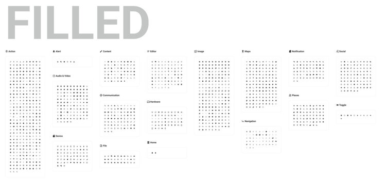Filled Material Icons Set