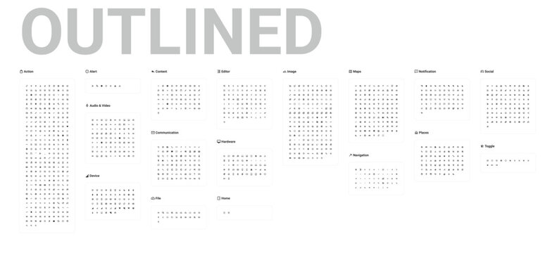 Outlined Material Icons Set