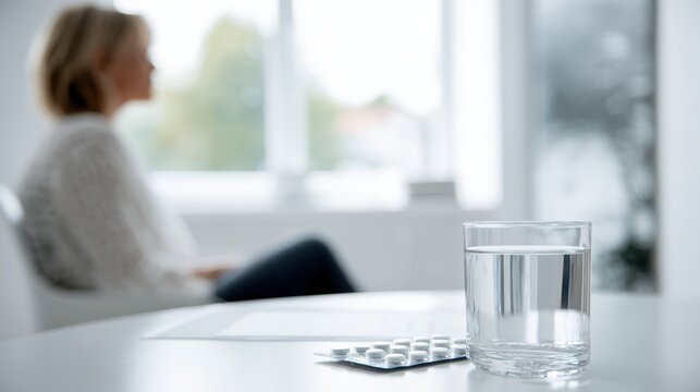 Patient in outpatient clinic engages in therapy session with medication nearby