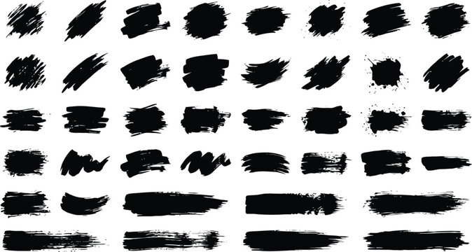 Black Ink Paint Brush Stroke Collection Vector Elements for Artistic Backgrounds, Graphic Design Projects & Creative Illustrations (EPS)