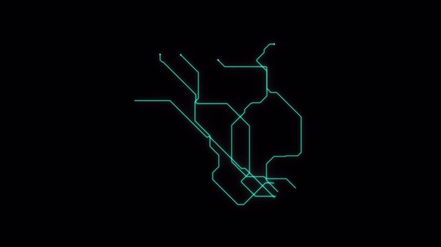 Abstract Digital Subway Map Network Animation Motion Graphics.
