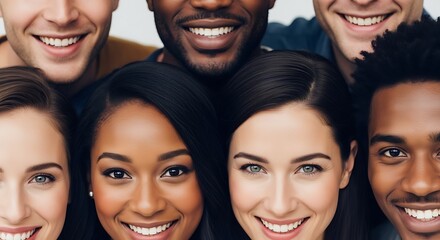 Fototapeta premium Diverse group of smiling people faces.