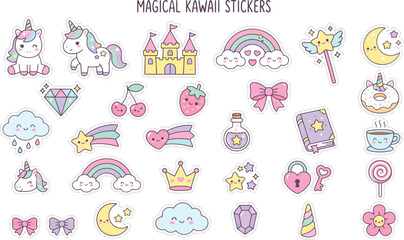 Fototapeta premium Magical Kawaii Sticker Collection