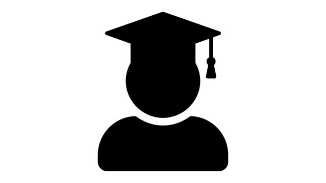 Graduation Cap Icon: A minimalist, black icon depicting a graduation cap, symbolizing academic achievement and commencement.