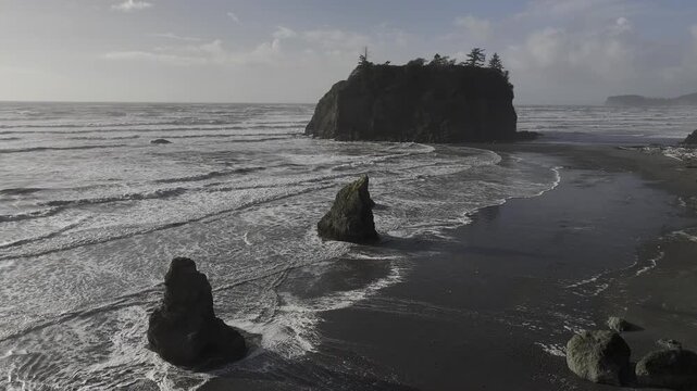 Aerial view of Ruby Beach in the United States Olympic National Park