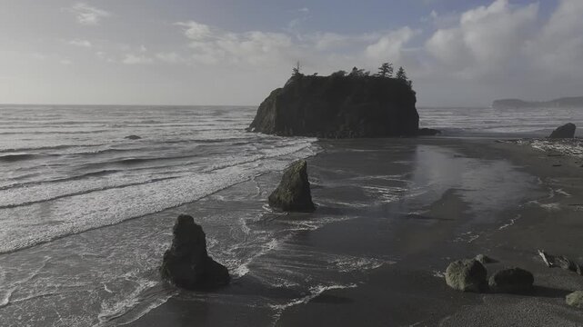 Aerial view of Ruby Beach in the United States Olympic National Park