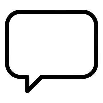 Minimalist rectangular speech bubble outline vector icon with communication dialogue rectangle illustration interface vectorgraphic isolated notification