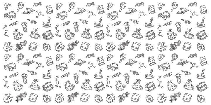 Hand drawn science and laboratory doodle element pattern illustration