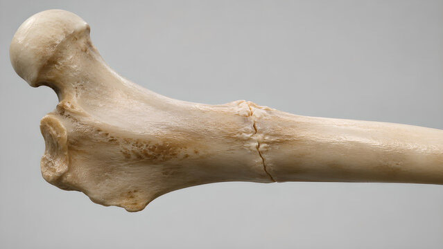 Cat bone fracture healing veterinary medical 3D render showing fine fracture line and early callus formation on feline long bone for animal healthcare, orthopedic education, patient information design